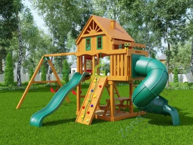 Деревянная детская площадка для дачи Igragrad Шато с трубой (Домик)