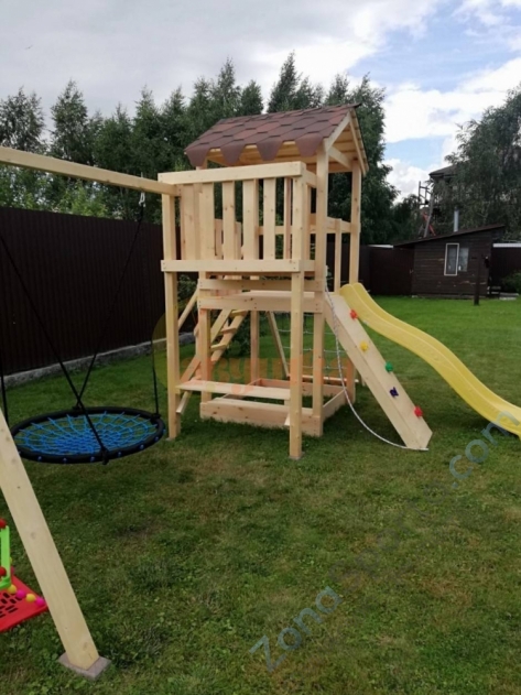 Детская площадка Савушка Мастер 2 с качелями Гнездо 1 метр
