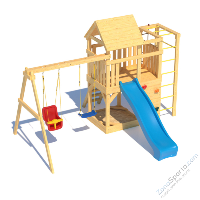 Детская площадка CustWood Scout S4 с деревянной крышей 