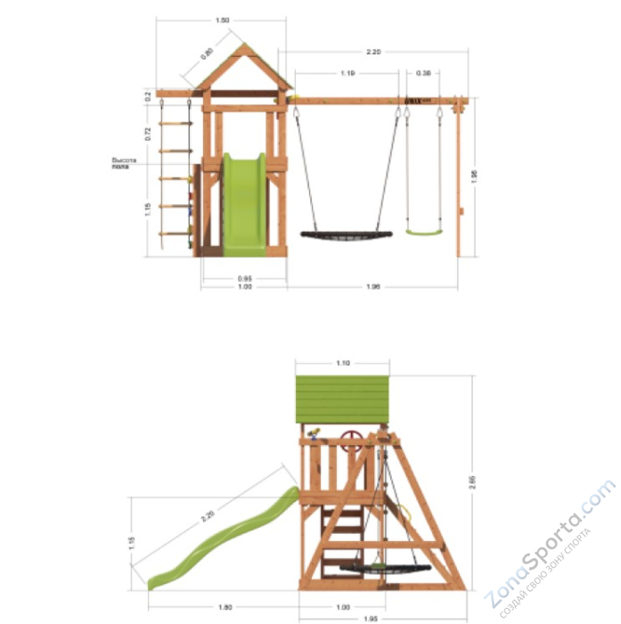 Детский игровой комплекс Unix Kids (6 in 1) Dark Green
