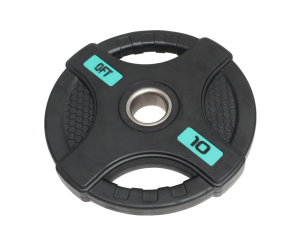 Диск олимпийский обрезиненный черный с двумя хватами Original FitTools FT-2HGP-10 10 кг