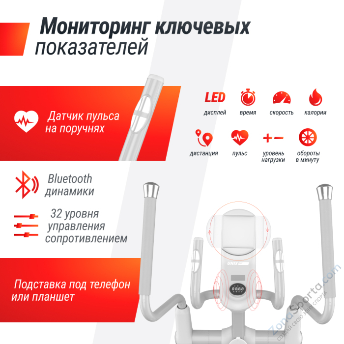 Эллиптический тренажер Unix Fit MV-850 (Auto Incline) Wood