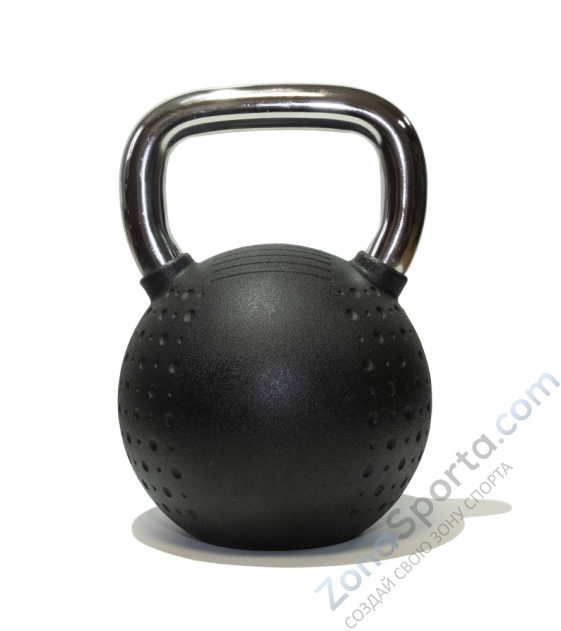 Гиря 24 кг с хромированной ручкой полиуретановая (CPU) FT-KB-CPU-24