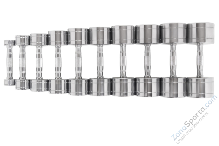 Хромированные гантели 10 пар  от 1 кг до 10 кг BCFit/Master