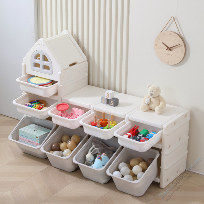 Стеллаж для игрушек Unix Kids Grey (9 ящиков)